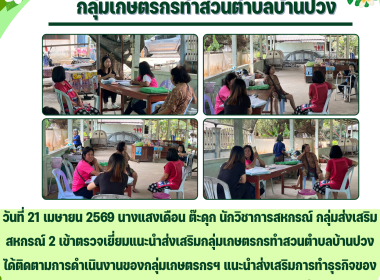 ตรวจเยี่ยมแนะนำส่งเสริมและติดตามผลการดำเนินงานของกลุ่มเกษตรกรทำสวนตำบลบ้านปวง ... Image 4